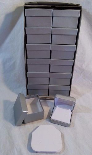 12 New Silvertone Leatherette Jewelry Gift Boxes 2&#034; x 2 3/8&#034;  Box w/Outside Box