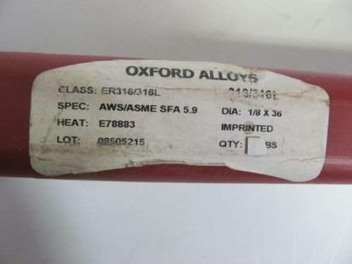 Oxford alloys er316l 1/8&#034; x 36&#034; 8 lbs welding rod stick electrode tube 316l for sale