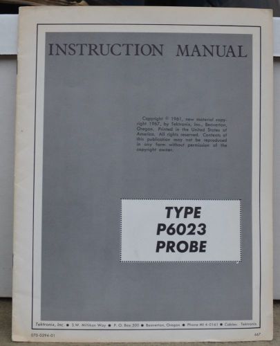 Original Tektronix Instruction Manual for Type P6023 Probe from 1967