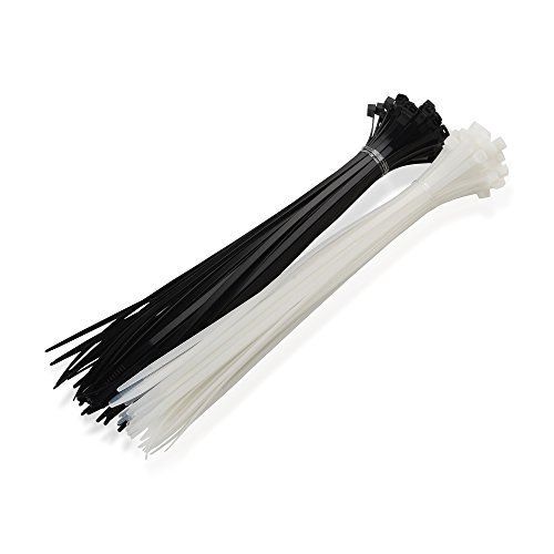 Cable matters 100 self-locking 12-inch nylon cable ties in black &amp; white for sale