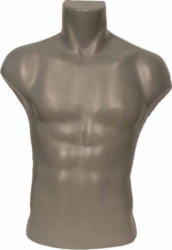 Male torso dress form mannequin display bust grey (#5027) for sale
