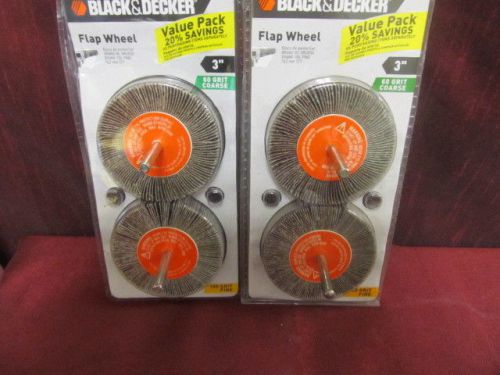 Black &amp; decker 70-621 2pc set 3&#034; flap wheel(60grit &amp; 150grit)/2 packs(4 wheels) for sale