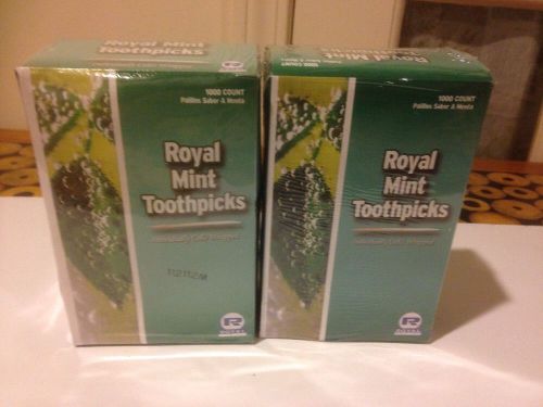 2 Boxes 1000 Count Individually Cello Wrapped MINT Toothpicks RM115 Royal Paper