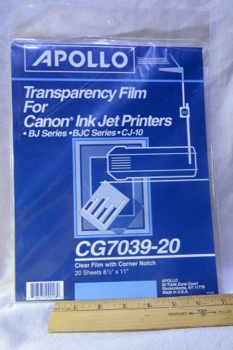 Apollo Transparency Film For Inkjet Printers CG7039 20 8.5 X 11 Sheets Notched