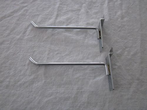 Lot of 2 silver tone 6&#034; slat / grid wall retail hanger display hooks for sale