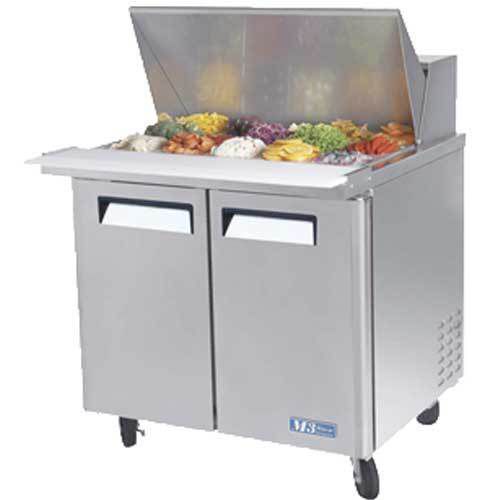 Turbo mst-36-15 refrigerated counter, sandwich salad prep table, mega top, 2 doo for sale