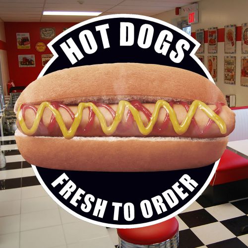 HOT DOGS VINYL STICKER SIGN catering van restaurant cafe coffee shop pub