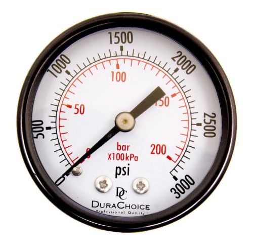 2&#034; utility pressure gauge - blk.steel 1/4&#034; npt center back 3000psi for sale