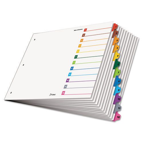 Tabloid OneStep Index System, 12-Tab, 1-12, 11 x 17, Multicolor Tabs, 12/Set
