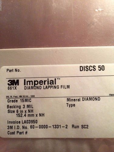 3M 661X IMPERIAL DIAMOND LAPPING FILM GRADE 15MIC 3mil six inch 50 discs