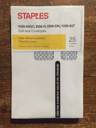 Staples - 1099 Misc Self-Seal Envelopes / Tinted For Privacy / 25 Count.