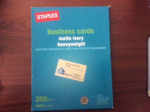 STAPLES Matte Ivory Business Cards 2&#034; x 3-1/2&#034; 250/Pack SEALED