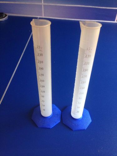 2 of nalgene 3662-0025 250ml plastic graduated cylinder &#034;to contain/to deliver&#034; for sale