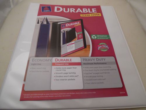 2 Avery Durable Clear Cover 1&#034; Binder Notebook, White 220 Sheets Each