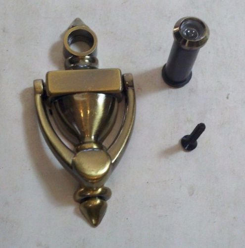 160 Degree Peephole Door Viewer &amp; Knocker Antique Brass TAS45AB