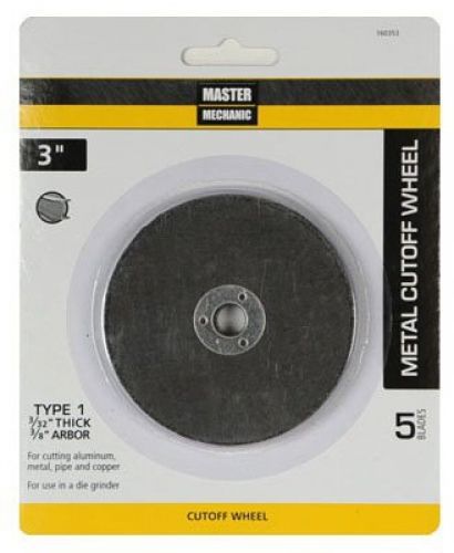 Master mechanic 160353  5 pack, 3 -inch x 3/32 -inch x 3/8 -inch, cut off wheel for sale