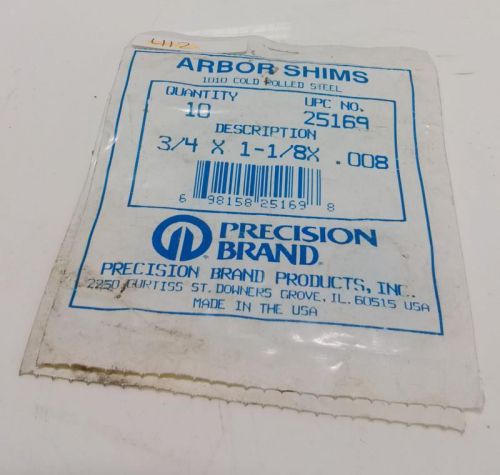 PRECISION BRAND * ARBOR SHIMS 3/4 X 1-1/8 X .008 BAG OF 20 NIB