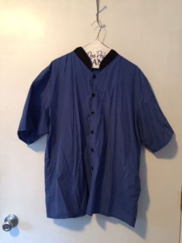 HAPPY CHEF BLUE CHECK SHORT SLEEVE CHEFS COAT SIZE LARGE