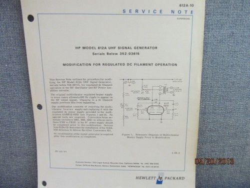 Agilent/HP 612A UHF Signal Generator Service Note Serials Below 352-03615 (4/69)