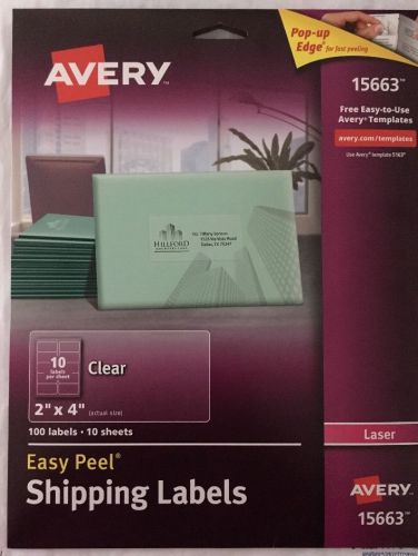 Avery 15663 2&#034; x 4&#034; Clear Shipping Labels. 100 Labels 10 Sheets (Laser)