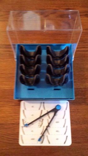 8 autoclavable dentulous lower clan denture trays black with storage box #5812 for sale