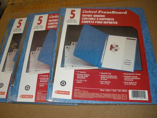 Oxford Press Board REPORT BINDERS - letter size - Blue - 5 pack x 3 - NEW