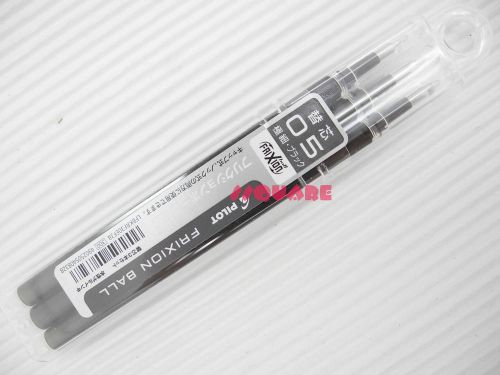 3 Refills for Pilot FriXion 0.5mm Extra Fine Erasable Gel Roller ball pen, Black