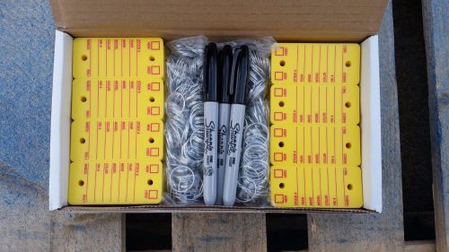 Car Dealer Key Tags, 10 Boxes of 500 Plastic Yellow Survivor (Rigidene style)