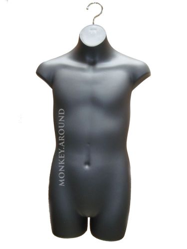 Teen Boy Torso Dress Mannequin Form Black Sizes 10-12 Display Hanging Clothing