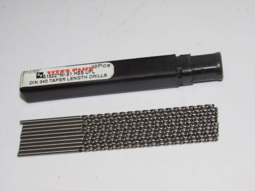 10 new TITEX Plus #51 A1522 Taper Length Twist Drills Parabolic Flute 130° Point