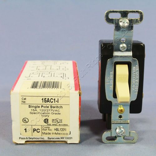 Pass &amp; seymour ivory industrial toggle wall light switch single pole 15a 15ac1-i for sale