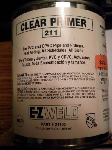 New 16 fl oz can ez weld for pvc &amp; cpvc pipe &amp; fitting fast acting clear primer for sale