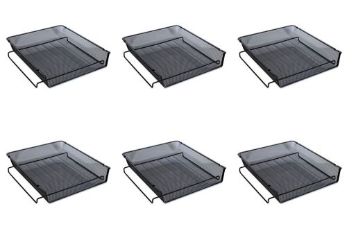 Universal 20004 Mesh Stackable Front Load Tray, Letter, Black, 6 Packs
