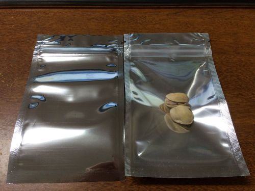 50 Silver Aluminum Foil Mylar 3&#034;X5&#034; Recloseable Ziplock Bag Clear Front view