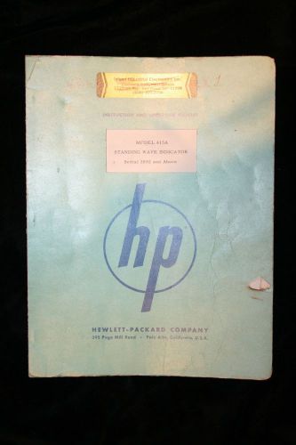 HP  415A Standing Wave Indicator Instruction Operating Manual WITH SCHEMATICS