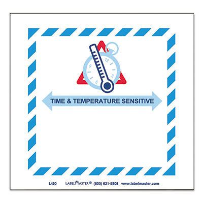 Shipping and handling self-adhesive label, 4 3/4 x 5, time/temperature, 500/roll for sale