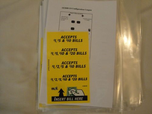 Mars Validator AE2600 Configuration coupon w/  Insert Bill Here labels Lot 10