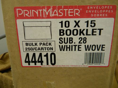 Printmaster 44410 ~ Open Side Booklet Envelope 10 x 15 ~White Wove~ 250/box NOS