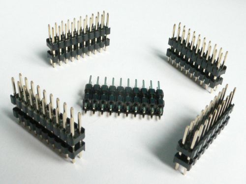 5x 20-pin (2x10) Dual Row Header, 0.1&#034; Spacing w 7.5mm Plastic Spacer