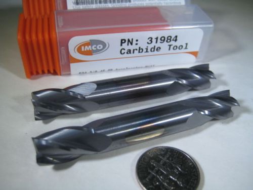 Lot ( 2 ) imco carbide 3/8&#034; double end mill milling machinist cutting tool bits for sale