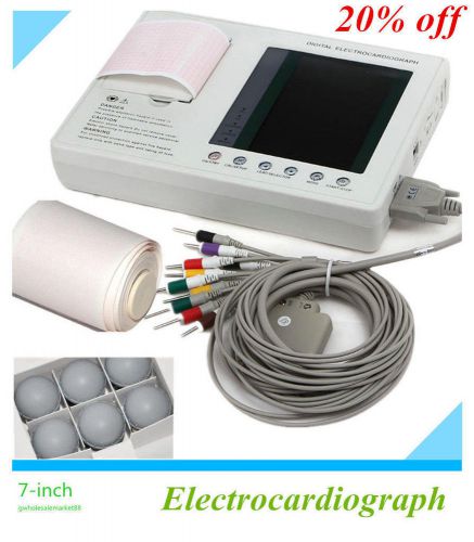 Digital 3-channel 12-lead electrocardiograph ecg/ekg machine interpretation bett for sale