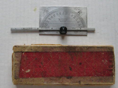 Vintage l.s. starrett protractor no. 493b depth gauge grad rule with box for sale