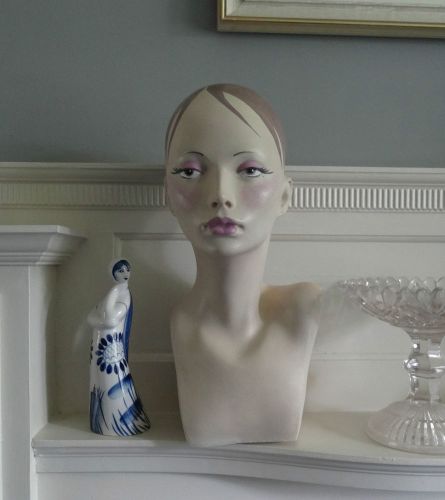 mannequin bust head shop jewellery millinery display hand painted vintage style