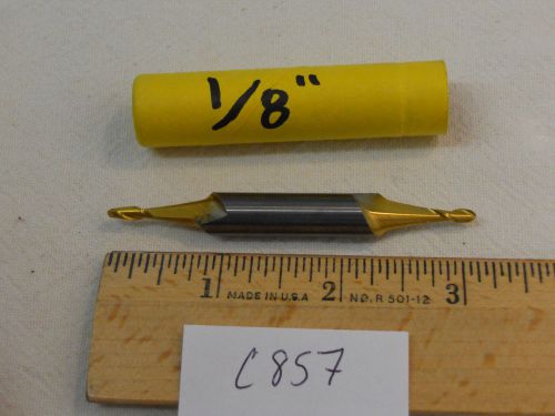 1 NEW SGS 1/8&#034; DIAMETER CARBIDE END MILL. 2 FLUTE. BALL. D.E. COATED USA C857}