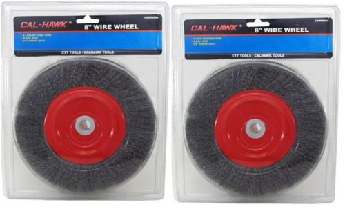 Lot of 2 8&#034; 4500 rpm steel wire wheel cleaning &amp; metal preparation - 5/8&#034; arbor for sale