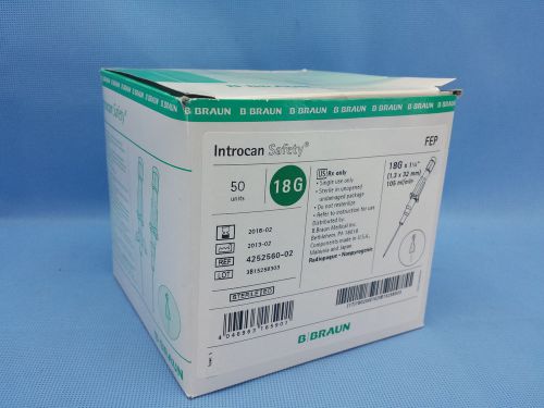 Box of 50 braun introcan safety body piercing needle / iv catheter - 18 gauge for sale