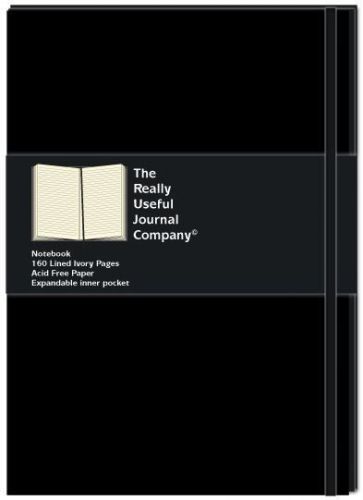 A5 black hardcover lined notebook with bellyband for sale