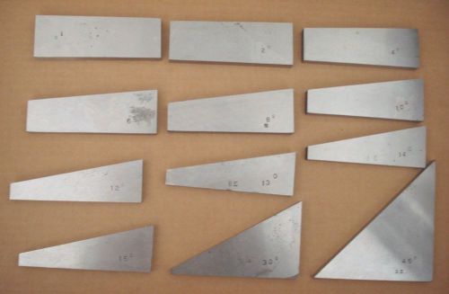 Set of 12 angle gage blocks includes 1, 2, 4, 6, 8, 10, 12, 13, 14, 15, 30 &amp; 45 for sale