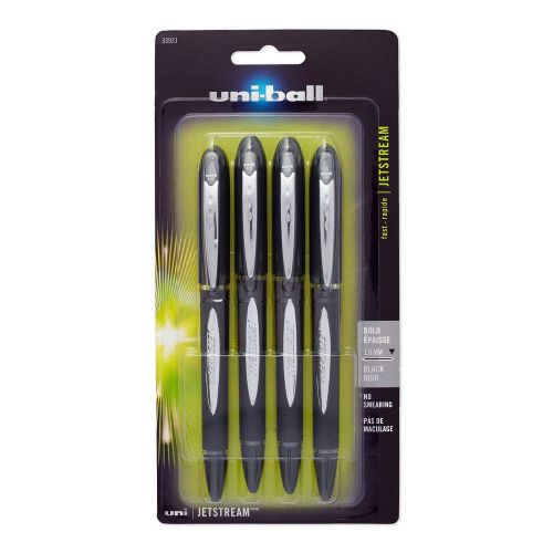 Uni-Ball Jetstream Rollerball Bold 1.0mm Stick Pens Black Ink 4-pack 33931PP