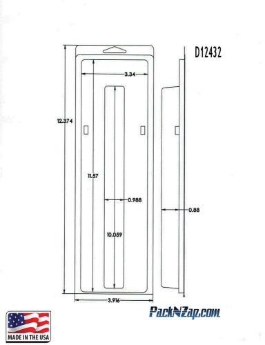 D12432: 115 - 12&#034;H x 4&#034;W x 0.88&#034;D Clamshell Packaging Clear Plastic Blister Pack